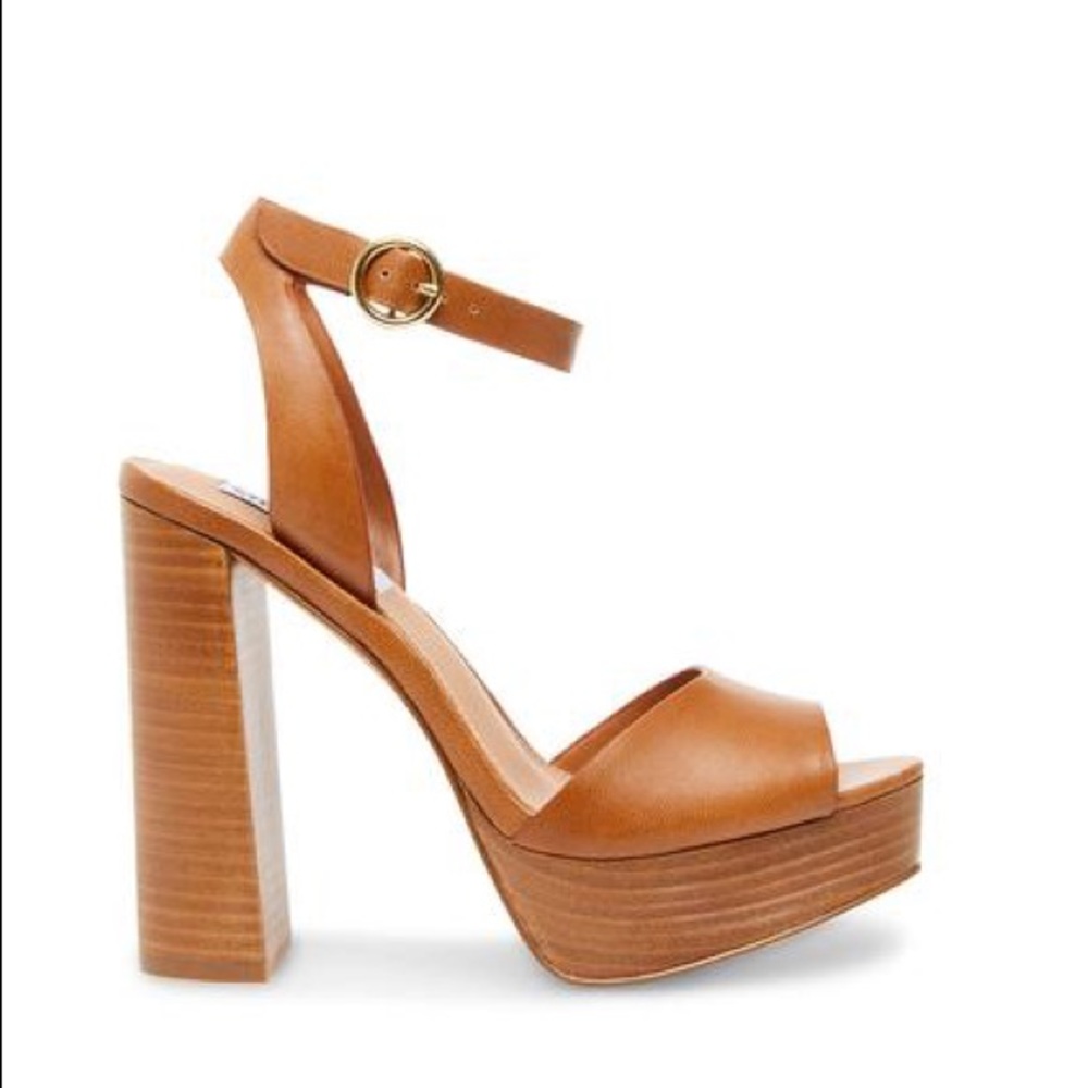 Steve Madden Madeline Cognac Leather platform heel